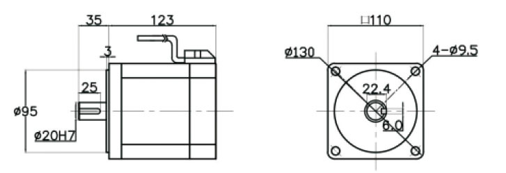 1 kW brushless dc motor dimensions