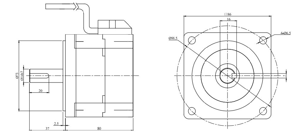 12V 300W BLDC motor dimension