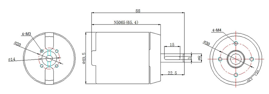 1500w sensored brushless motor dimension