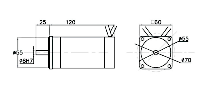 12V 150W BLDC motor dimension