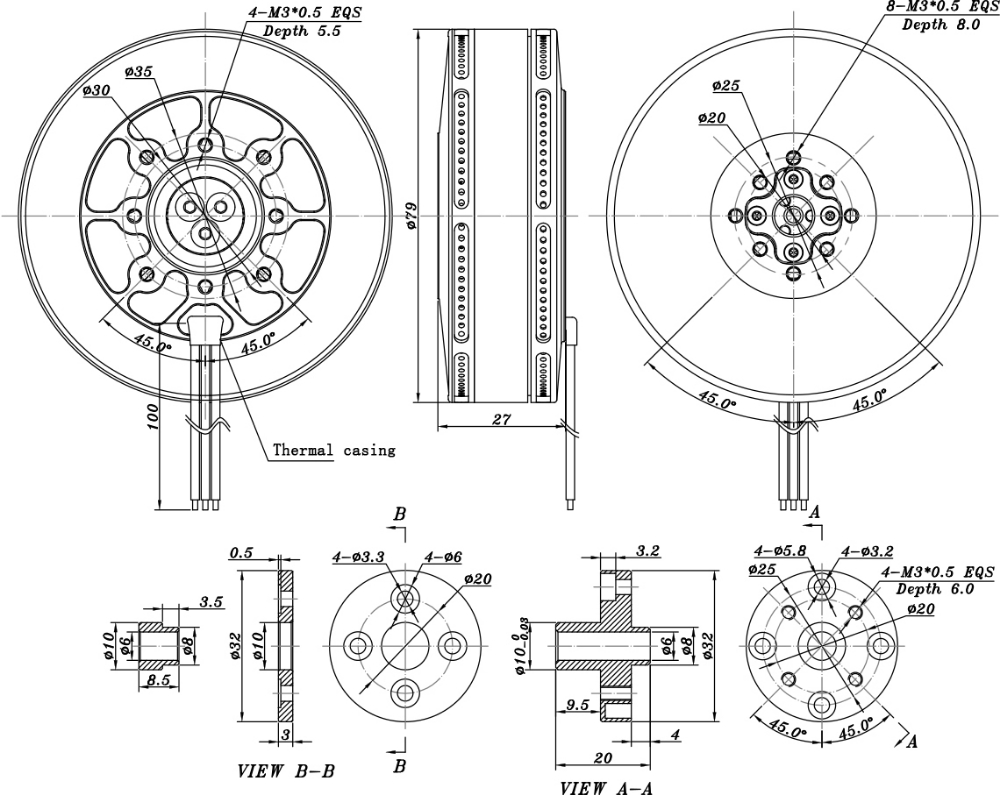 170KV Brushless Motor for Heavy Lifting Drone