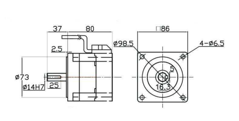 48V 200W BLDC motor dimension