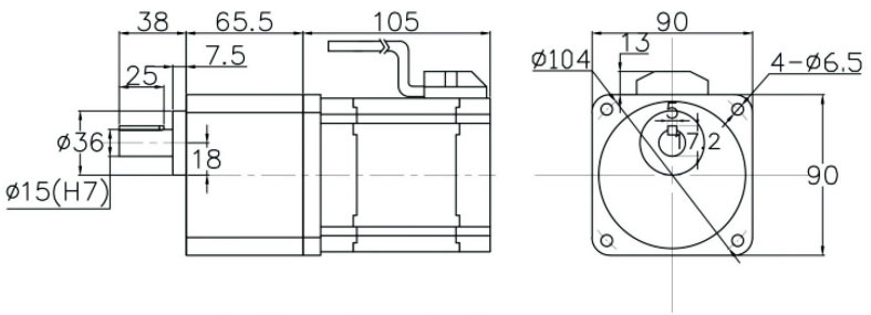 200W dc gear motor dimension