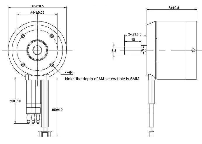 2400W sensored brushless dc motor dimension