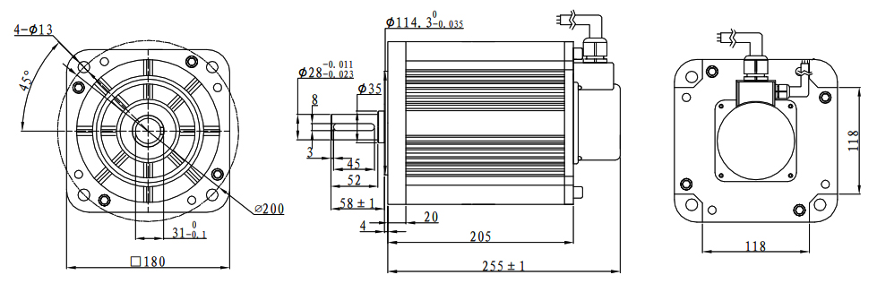 2.5kW BLDC motor dimension