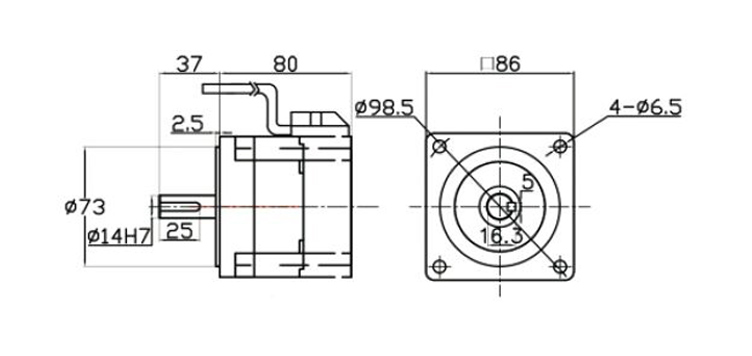 12V 250W BLDC motor dimension