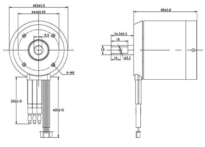 2700W sensored brushless dc motor dimension