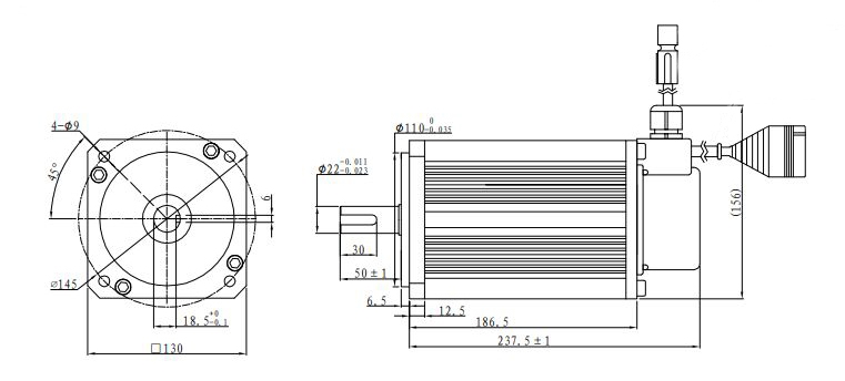 96V 2000W BLDC motor dimension