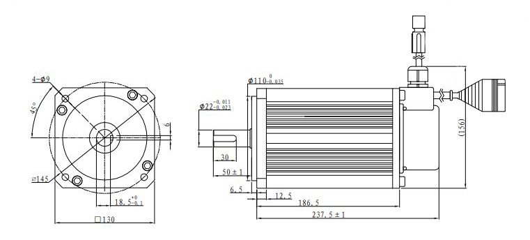 2kW BLDC motor dimension