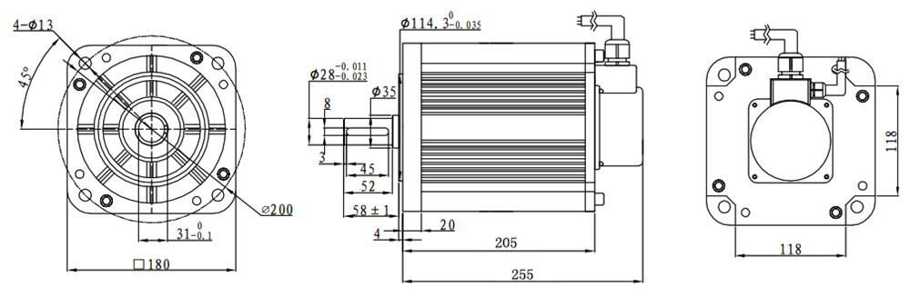 5 hp BLDC motor dimension