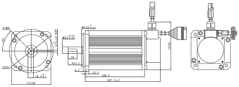 4 hp BLDC motor dimension