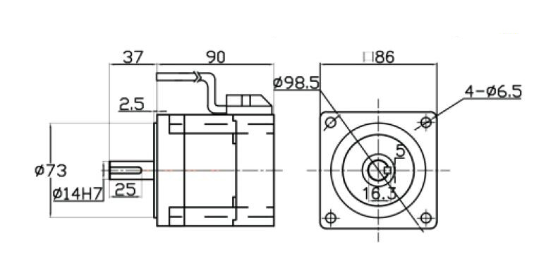 12V 300W BLDC motor dimension