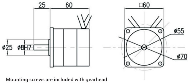 30W gear motor dimension