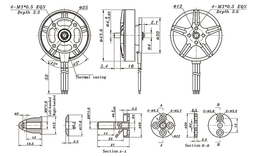 320KV brushless motor for multirotor drone