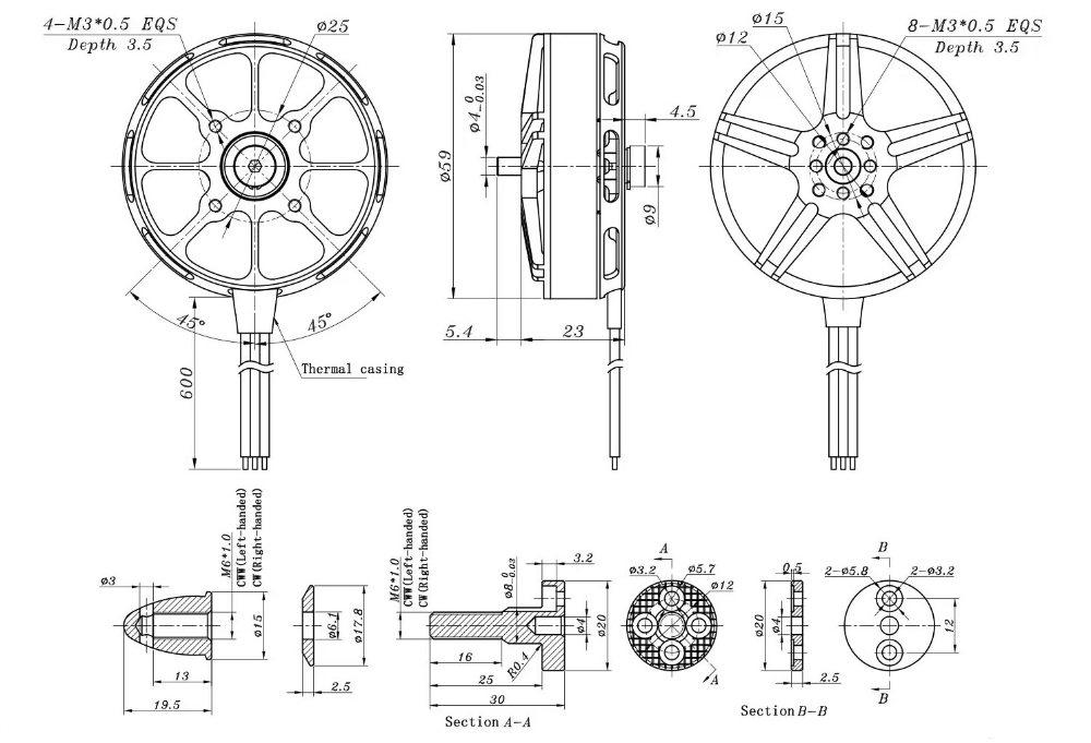 340KV brushless motor for multirotor drone