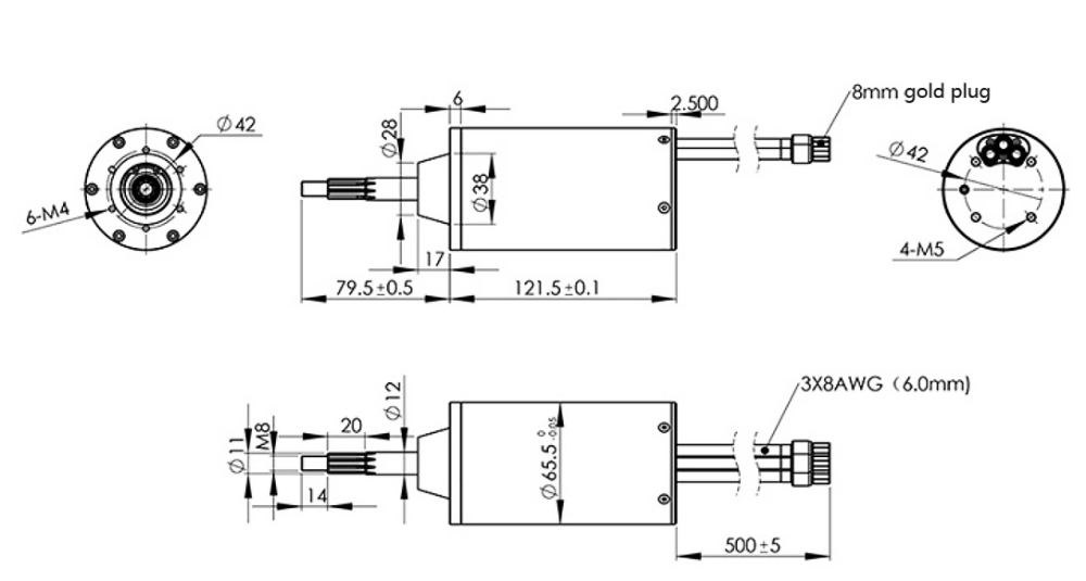 3000W water proof bldc motor dimension