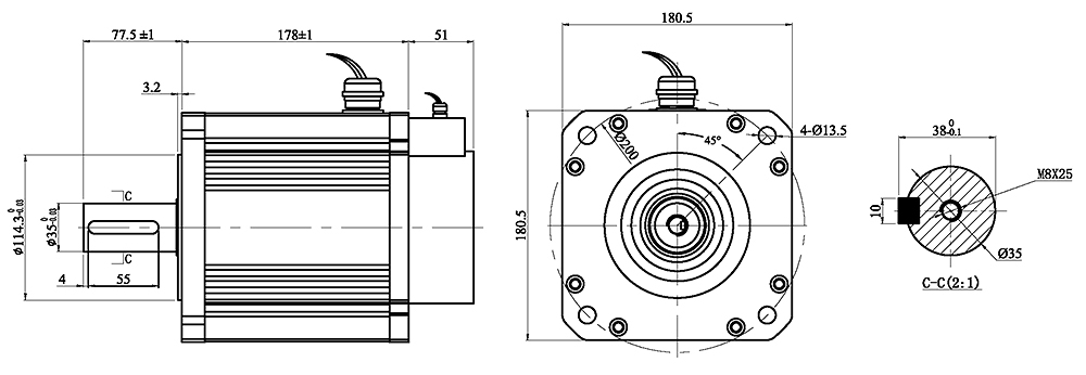 3800W BLDC motor dimension