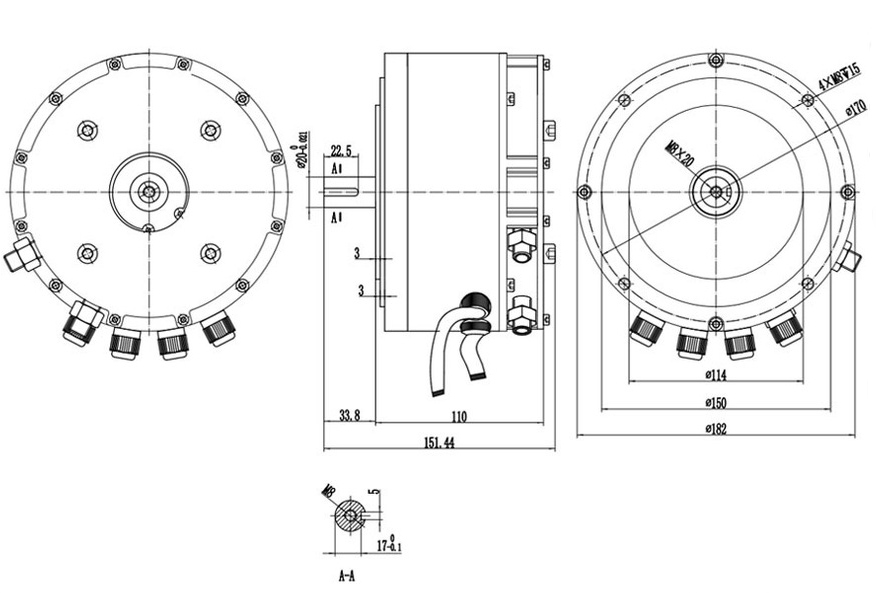 3kW BLDC Motor For Electric Vehicle, Water Cooling