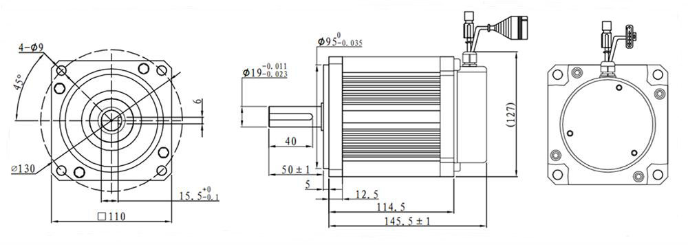 400W BLDC motor dimension