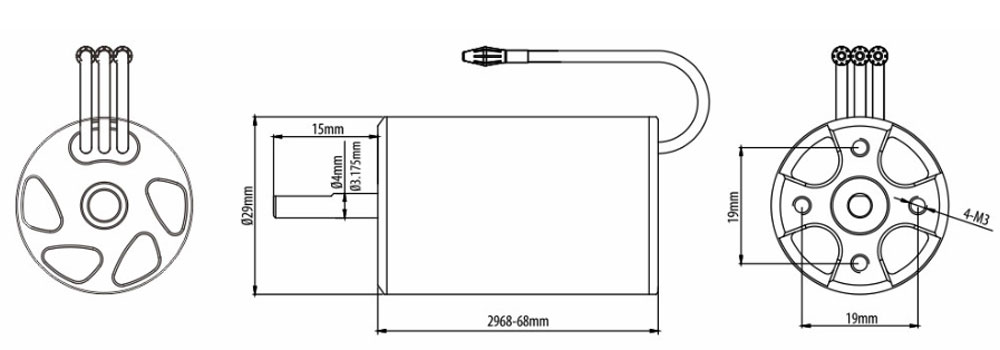 4000KV brushless motor dimension