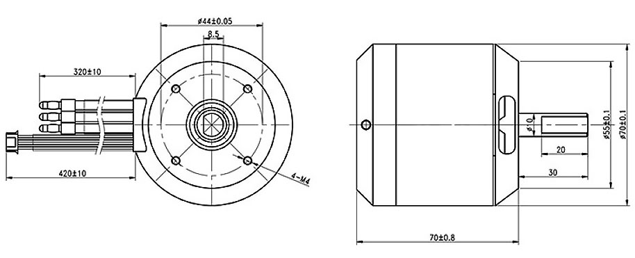 4000W sensored brushless dc motor dimension