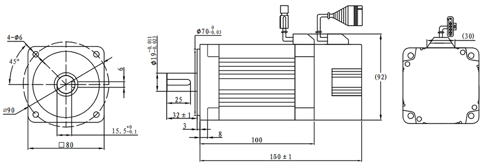 400W BLDC motor dimension