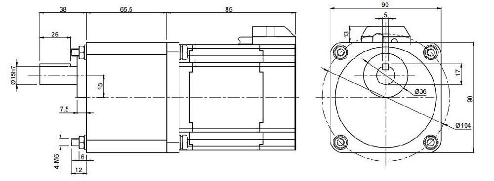 450W gear motor dimension