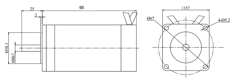 48V 100W BLDC motor dimension