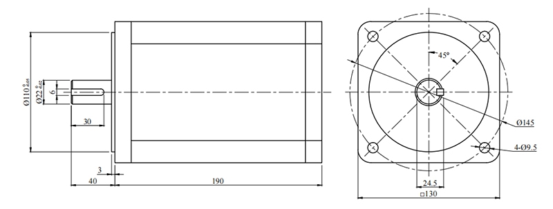 2kW BLDC motor dimension