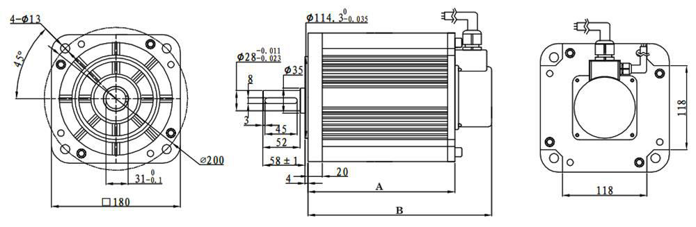 5 kW bldc motor dimension