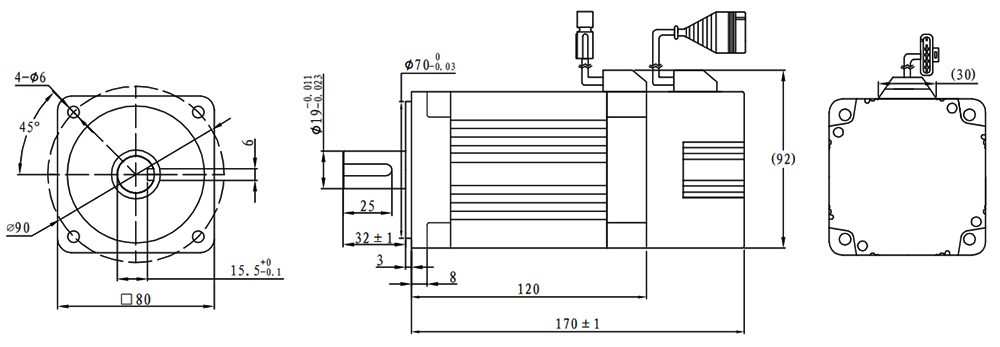 500W BLDC motor dimension