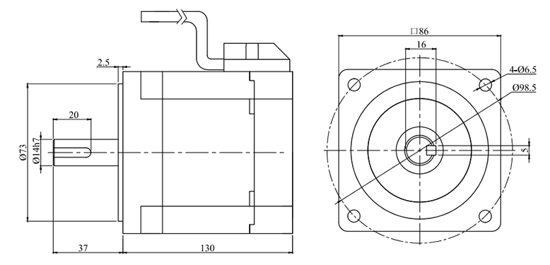 48V 500W BLDC motor dimension