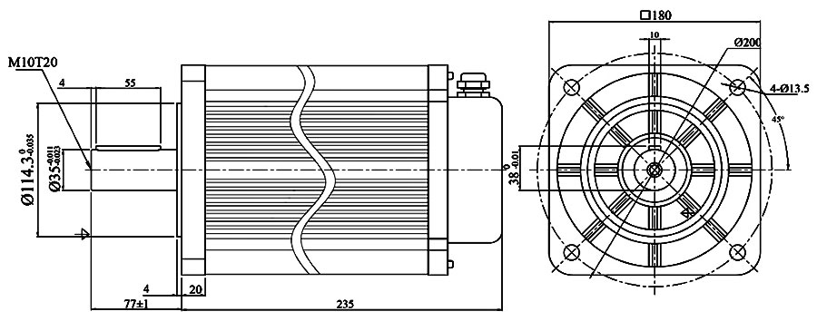 5kW BLDC motor dimension