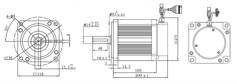 600W bldc motor dimension