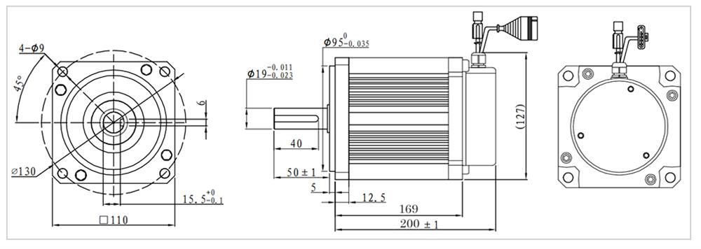 600W BLDC motor dimension