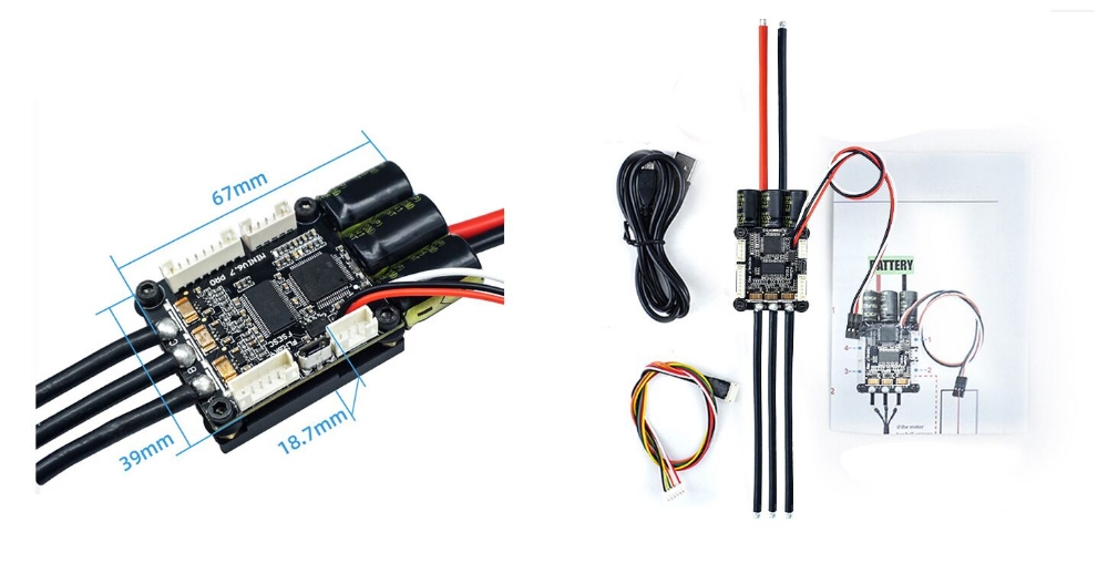 70A 4-12S brushless ESC controller dimension