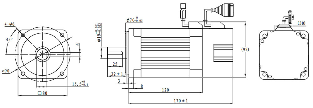 750W BLDC motor dimension