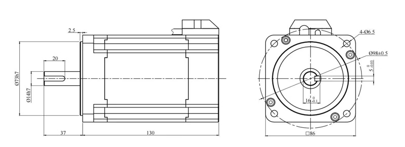 48V 750W brushless dc motor dimension