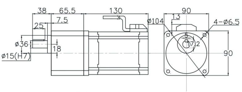 750W gear motor dimension