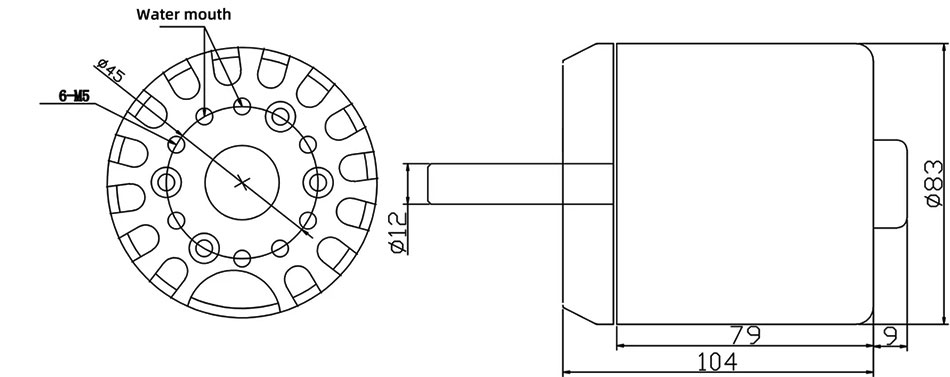 7000W sensored brushless motor dimension