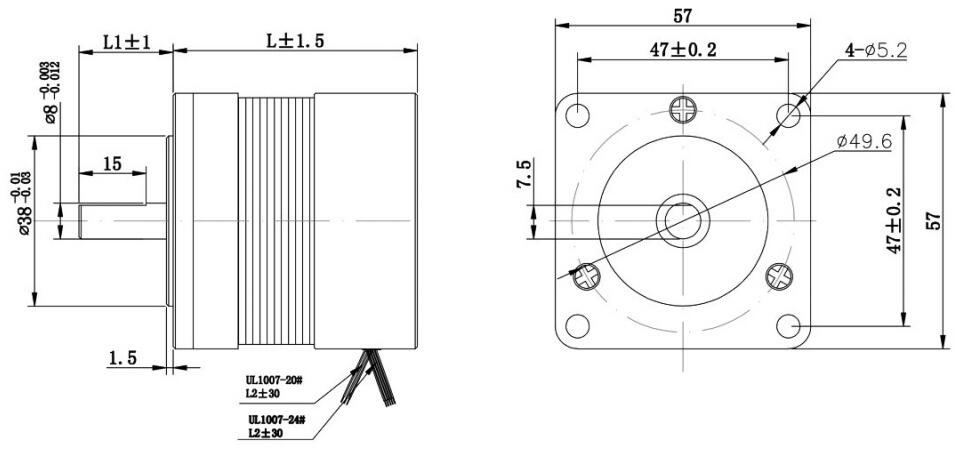 80W BLDC motor dimension