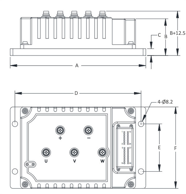 Brushless DC motor controller 12v 72v size