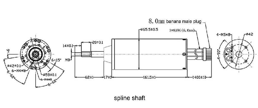 3000W water proof bldc motor dimension