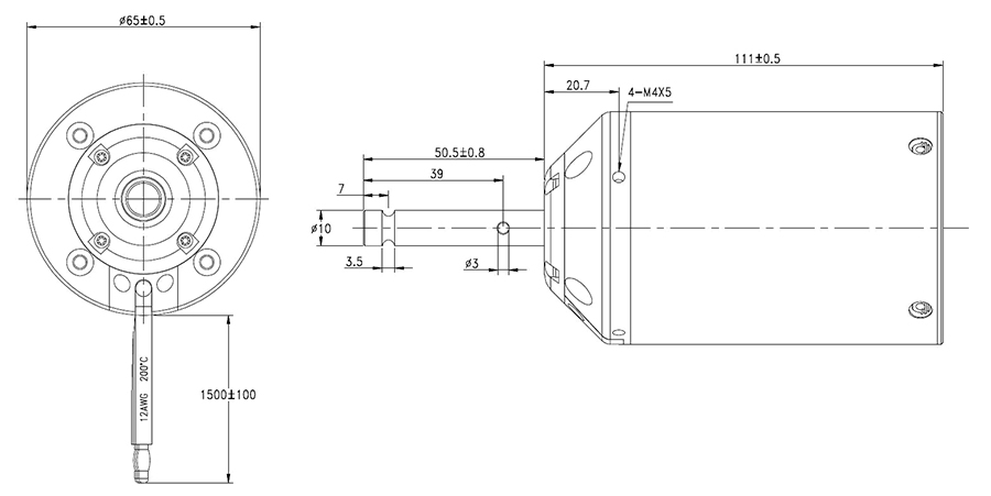 3000W water proof bldc motor dimension